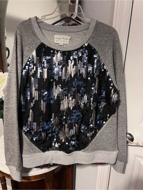 Grey Sweatshirt with Black & Silver Sequined Front